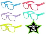 OWL 5,6,10,12 Pack Retro 80's Vintage Sunglasses Clear Lens Colored Frame