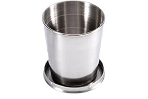 Stainless Steel Collapsible Cup Camp Wine Glass Cup Keychain Folding Accompaniment Folding Cup Water Glass with Retractable S