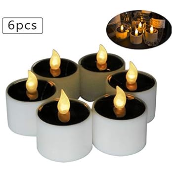 Solar Power Tealight, Advocator Solar Powered 6 Pcs Warm White Flickering Flameless Candle Lights Waterproof Romantic Fake Tealight Candle for Wedding Holiday,Window,Home,Garden,Outdoor Decoration