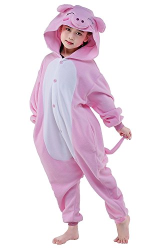 Unisex Children Pink Pig Pyjamas Halloween Kids Onesie Costume,Perfect for Kids Teens