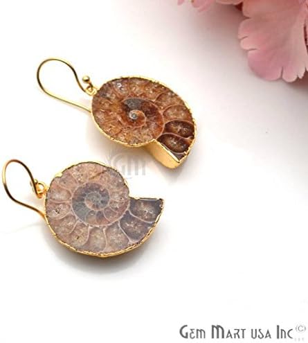 GemMartUSA Ammonite Dangle Earring, Hook Earrings,Gemstone Earrings, Dangle Earring (ANER-90020)