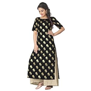 ZIYAA Women’s Straight Faux Crepe Kurta (No Palazzo included)
