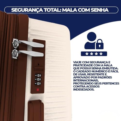 Mala de Bordo 10kg com Frasqueira Bagagem de Mão Expansivel Aprovada ANAC com 4 Rodas duplas 360° Cadeado AntiFurto TSA Mala de Viagem Alça Lateral com Divisória, Leve Resistente Bege
