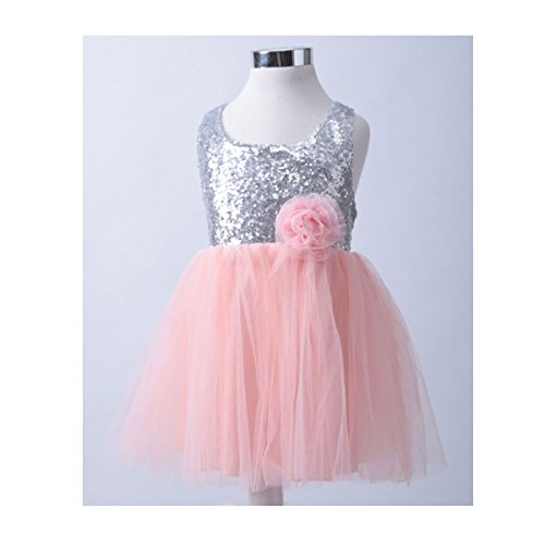 Kebaner Baby Girls Sequin Tutu Bow Dress Backless Princess Pink Party Dresses
