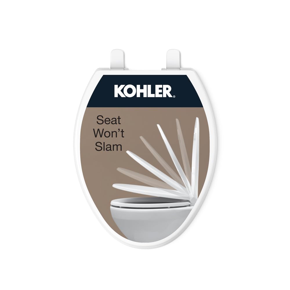 KOHLER Brevia Slow Close Elongated Toilet Seat, White