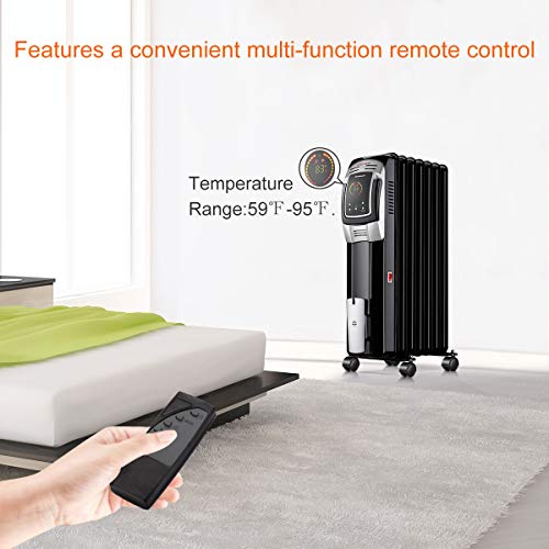 Homeleader 1500W Oil Heater, Space Heater with LED Display Screen, 24