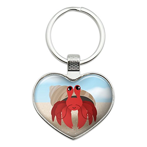 Sweet Hermit Crab Heart Love Metal Keychain Key Chain Ring