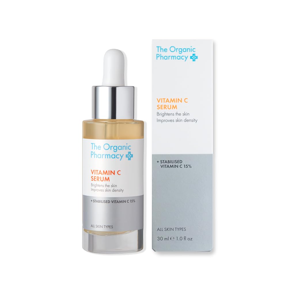The Organic Pharmacy Vitamin C Serum 30ml - 15% Stabilised Vitamin C, Brightens and Moisturises skin, Anti-aging, 58.7% Organic, 86.3% Natural