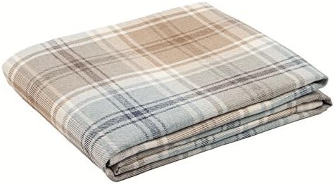 Duck Egg Blue Tartan Check Throw, Flat Woven, 130cm x 200cm. By McAlister Textiles, from the 'Angus' design range. by McAlister