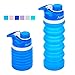 Anntrue Collapsible Water Bottle Food-Grade Silicone Portable Leak Proof Travel Water Bottle, 18oz(Sky Blue)