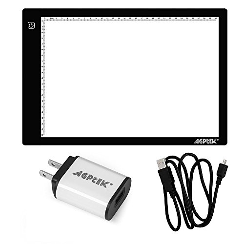 AGPTEK A4 Ultra-Thin Portable LED Artcraft Tracing Light Box Power Cable Dimmable Brightness Tatoo Pad Aniamtion, Sketching, Designing, X-ray Viewing W/USB Adapter (PSE Approval)