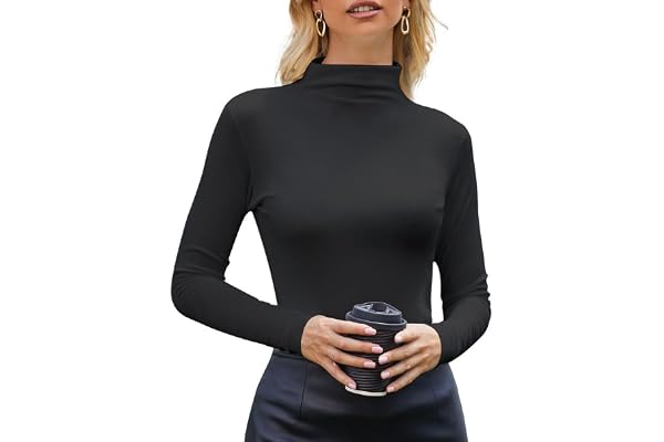 EXCELLENT THERMAL Womens Mock Turtleneck Tops Long Sleeve Shirts Slim Fit Soft Base Layer Thermal Underwear Top