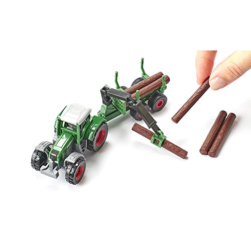 siku 1645, Fendt Traktor mit Forstanhänger, Metall/Kunststoff, Grün, Inkl. 6 Baumstämmen, Vielseitig einsetzbar – Bild 5