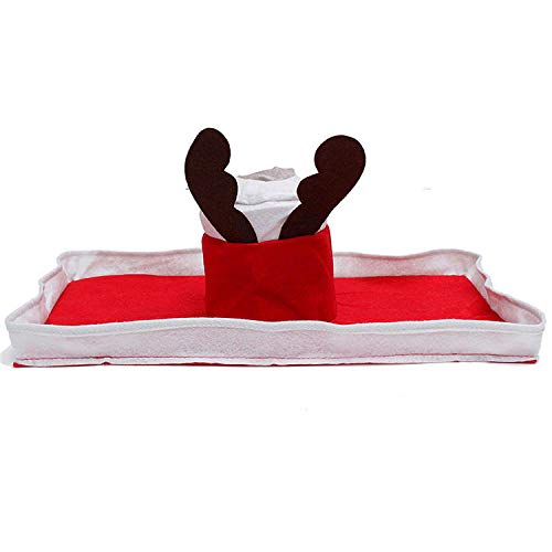 SENREAL Christmas Reindeer Toilet Cover Set with Seat Cover, Tank Cover, Toilet Paper Box Cover and Rug, Christmas Decoration Bathroom Decor Set - Thumbnail 6