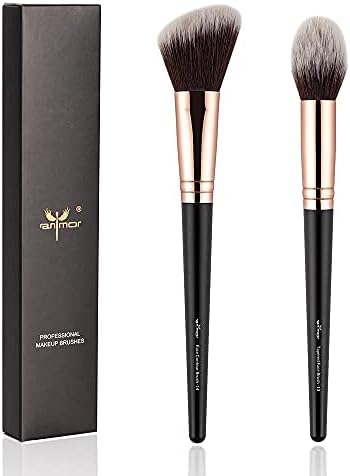 Anmor Contour & Highlighter Pinsel-Set - 2 Stück, Vegan, Für Wangen, Nase, Perfektes Blending