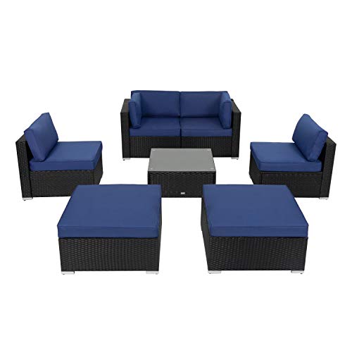 Peach Tree 7 PCs Outdoor Patio PE Rattan Wicker Sectional Sofa