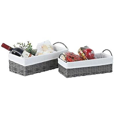 HOSROOME Small Wicker Storage Baskets Set Shelf Baskets with Liner Decorative Baskets with Handle Organizing Nesting… 41q6xolcFAL