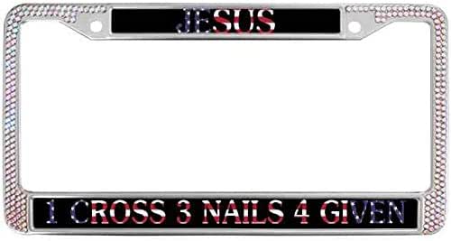 Christ Christian Color Crystal Rhinestone License Plate Frame Jesus 1