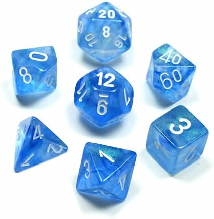 Chessex CHX27426 Dice - Borealis: 7Pc Sky Blue/White