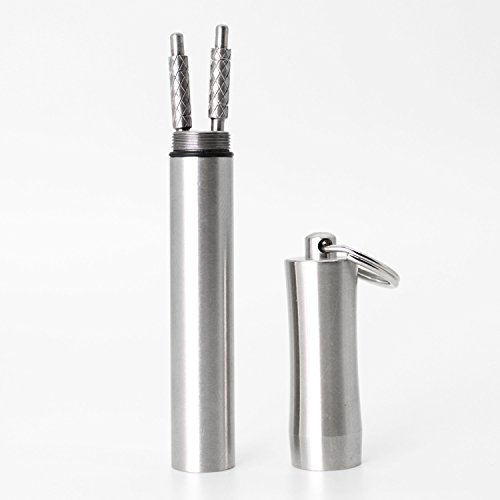 PPFISH Pocket Toothpick Holder Keychain - Waterproof Stainless Steel Toothpick Box Container & 2 Titanium Toothpick Ultralight Travel Kits