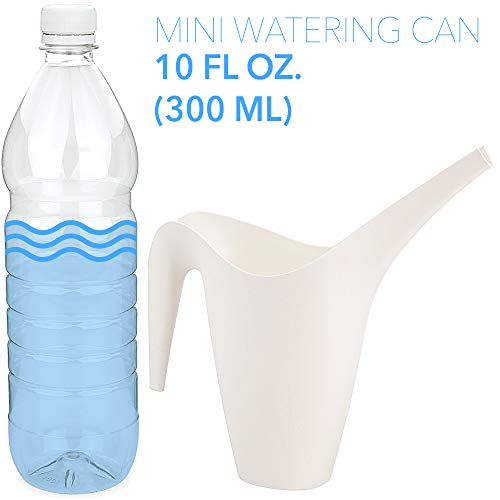 Crebri Mini Watering Can Indoor 10oz, Small Plant Watering Can, Succulent Bottle, Plastic Flower Tools for House, Tiny Bonsai Water Cans, Miniature (10 oz, White)