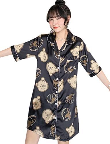 Bscool パジャマ レディース 夏 ルームウェア ワンピース 半袖 シャツ ロング丈 部屋着 カジュアル 肌に