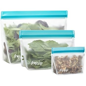 rezip 3-Piece Stand-Up Leakproof Reusable Storage Bag Kit 8/16/32-ounce (Aqua)