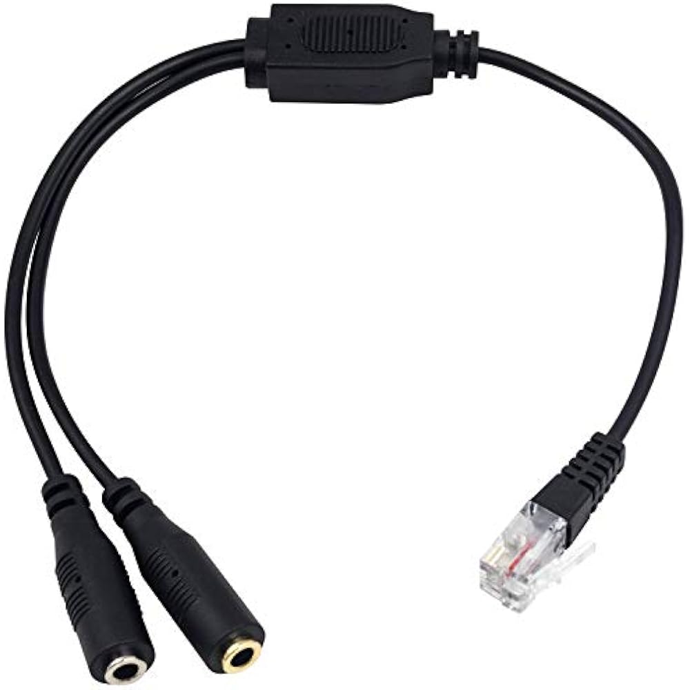 Poyiccot RJ9 Male To Dual 3.5mm Female Telephone Audio Adapter Headset