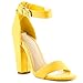 Trends SNJ Women's Chunky Heel Faux Suede Ankle Buckle Strap High Heel Sandal