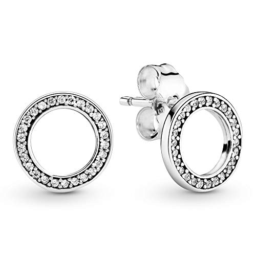 290585CZ Frauen Ohrringe Silber Knopf immer Pandora