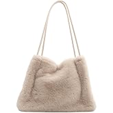 Ulisty Women Small Faux Rabbit Fur Tote Bag Furry Underarm Bag Plush Shoulder Bag Fashion Purse Handbag