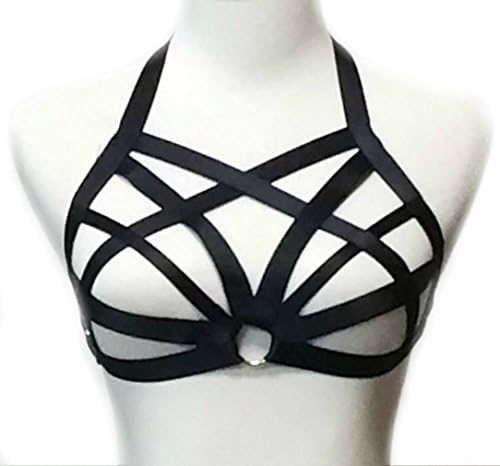 Walemy Harness Bra,Gothic Style Sexy Elastic hollow out Cage Bra Strappy 192