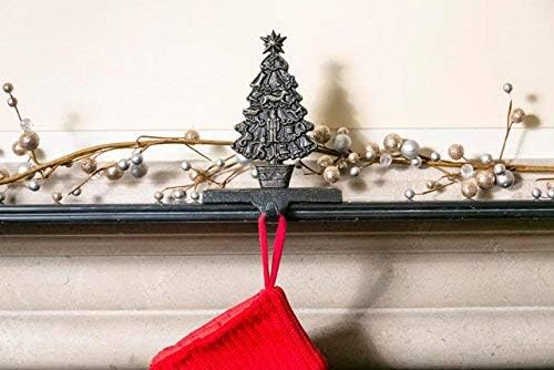 Reversible Rooms Heavy Cast Iron Tree Christmas Stocking Holder/Hanger Black/Gold Effect - classic, elegant design for a Christmas mantelpiece or shelf …