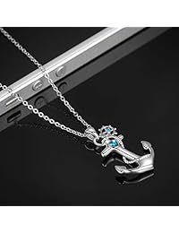 Cuoka Anclaje Collar, Plata de Ley Anclaje Colgante marinero Collar Náutico Joyería Anclaje para Mujer Regalos para Mejor Amigo, plata de ley