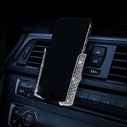 SUNCARACCL Bling Car Phone Holder, 360 Degrees Adjustable Crystal Auto Car Mount Phone Holder for Dashboard,Windshield and Air Vent (Multicolor)