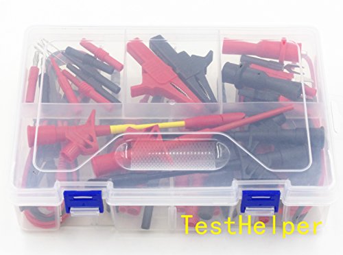 TestHelper TH-21-KIT Electronic Specialties Test Lead Kit For Multimeter Meter,Fork,Crocodile Alligator Clip Clamp,Hook,Piercing,Flexible Probe,Stackable 4mm Banana,Lantern Probe,Pincer,Adaptor