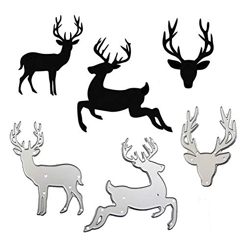 WYSE Metal Cutting Die Christmas Deer Sledding Dies for DIY Scrapbooking Paper Card Template (3pcs Deer Dies)