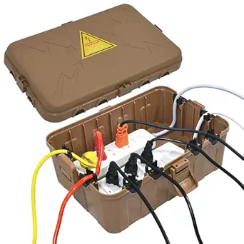 Large Outdoor Electrical Box, IP54 Waterproof Outdoor Outlet Cover, Weatherproof Extension Cord Cover, Protective Plug, Socket, Timer, Garden Light - Brown