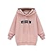 ELINKMALL Women Cotton Casual Letter Pink Harajuku Lightweight Pullover Sweatshirt Hooded