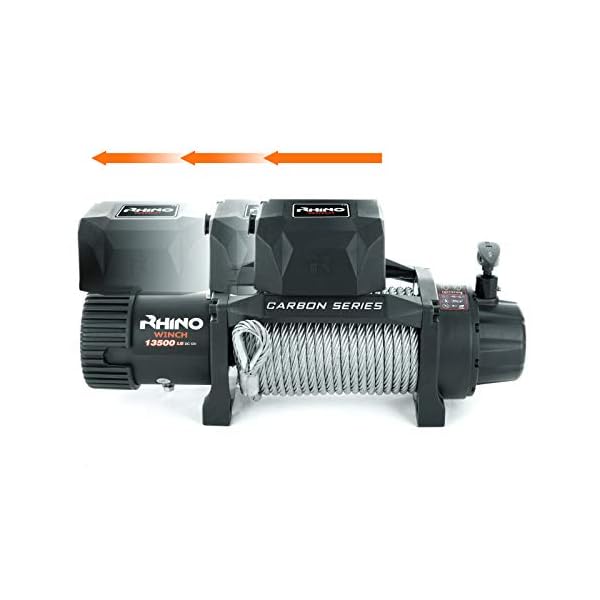 Rhino 12V Elektrische Seilwinde Stahl mit Fernbedienung und Mobilteil, 13,500lb/6125kg - Carbon – Bild 3