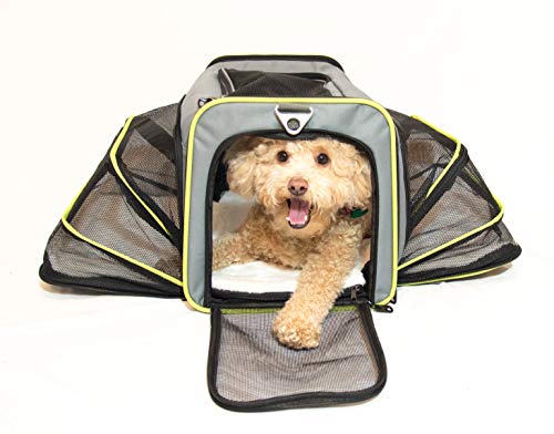 PETS GO2 Premium Pet Carrier for Dogs & Cats - Airline Approved - Expandable Walls for More Room, Top and Side Exits, Ultimate Comfort with Sherpa Padding, Washable, Durable Construction