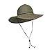 Brown Packable Cotton Fabric Sun Hat, Wide Circle Brim w/Chin Strap, UPF 50+