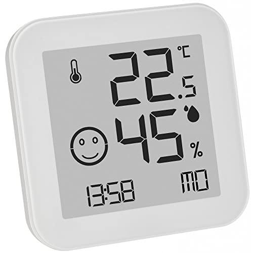 TFA Dostmann Hygrometer Digital Black & White, 30.5054.02, Humidity Meter, E-Ink Display, Easy to Read Temperature, Humidity, Avoid Mould, White