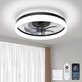 Mcestna Flush Mount Black Ceiling Fans with Lights