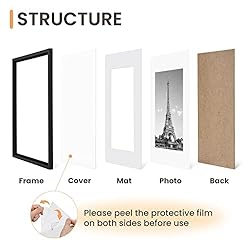 upsimples 16x20 Picture Frame Set of 5, Display Pictures 11x14 with Mat or  16x20 Without Mat, Wall Gallery Poster Frames, Gold