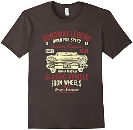 Mens Distressed Classic Car Hotrod T-Shirt Iron Wheels Small Asphalt