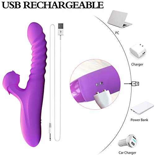 G-spot Dildo Vibrator，Edan\'s Secret Clitoris Stimulator with Powerful Suctions and Vibrations for Women Couples Clitoris Orgasm,Waterproof Silicone Adult Sex Toys（Purple）