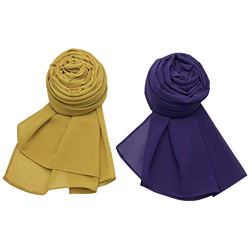 MANSHU 4 PCS Women Soft Chiffon Scarves Shawl Long Scarf Wrap Scarves C Series