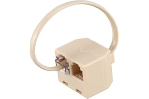 Deft ProcessedRj11 6P4C 2 Way Outlet Telephone Jack Line Splitter Adapter Beige