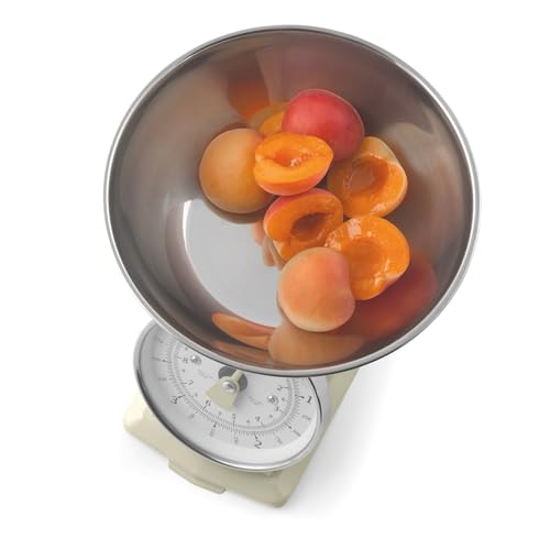 Salter SA00562BFEU12 Timeless Mechanical Kitchen Scale - 5kg Capacity, 1 Litre Dishwasher Safe Bowl, Classic Design, Easy to Read Large Digit Dial, 22cm, Cream